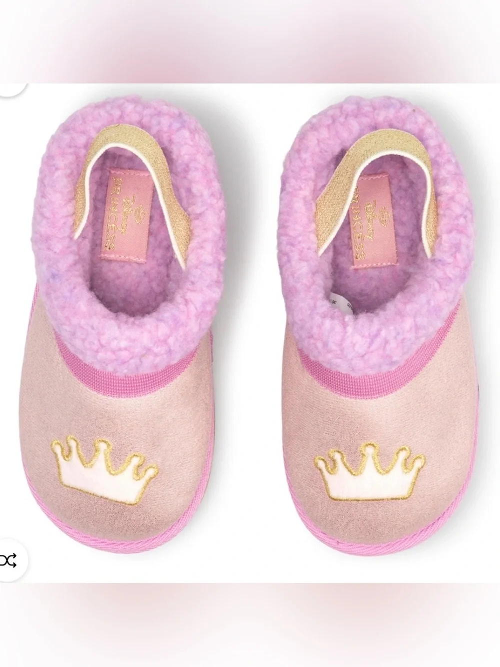 BRAND NEW Disney Pink and Gold Princess Slip-On Slippers Size Toddler 7/8